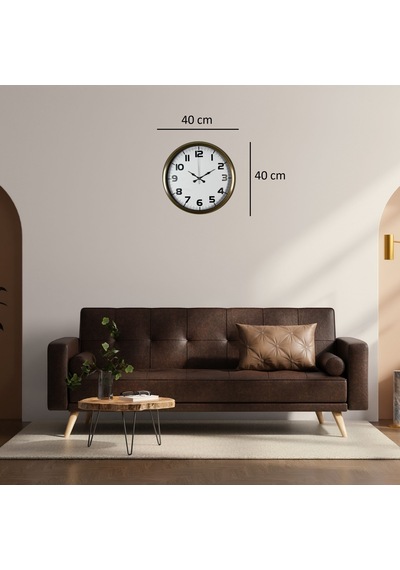 Almira Duvar Saati Antik Stil Eskitme 40 Cm Metal Duvar Saati