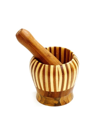 Lüx Bambu Havan Büyük Boy Doğal Bambu Sarımsak Ve Baharat Ezici Ahşap Değildir - 862577564