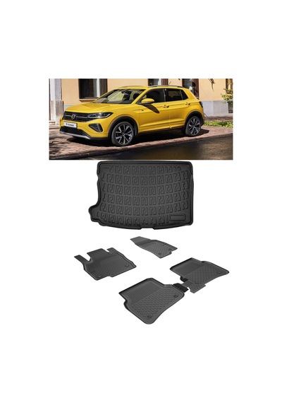 Sahler Volkswagen T-cross 2022 Ve Sonrası 4.5d Paspas 3d Rizline Üst Bagaj Havuzu Set