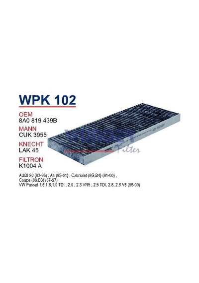 WUNDER WPK102 Polen Filtresi Volkswagen Passat (Karbonlu)