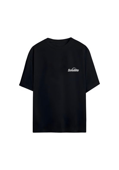 Noıssey Satellite Tasarımlı Unisex Oversize T-shirt Siyah