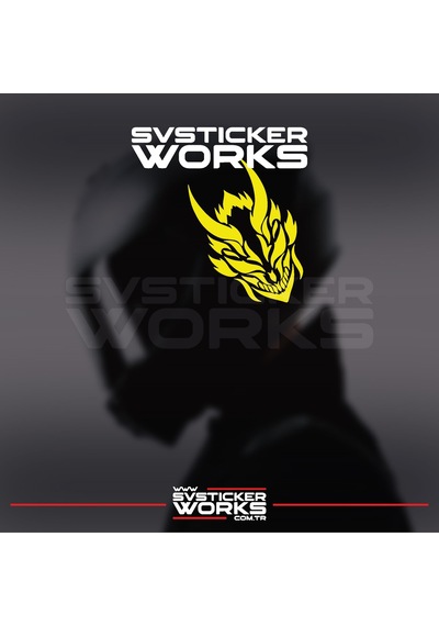Dragon Ejder Kask Sticker Tüm Kasklar Uyumlu Tek Yön 1 Adet Sarı
