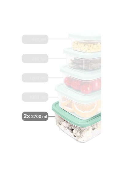 Meleni Home Dikdörtgen Mikrodalgaya Uygun Düzenleyici Organizer Erzak Saklama Kabı Yeşil 2700 ML 2 Adet Yeşil