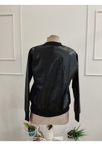 Bhrwear Kadın Uzun Kollu Önden Fermuarlı Kısa Şardonlu Deri Ceket Renkli