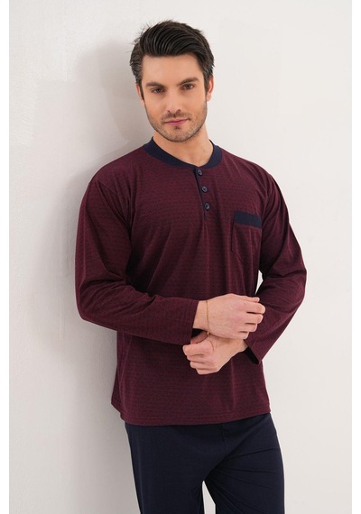 Markalinda 3134 Bordo Büyük Beden Erkek Pijama Takımı Bordo