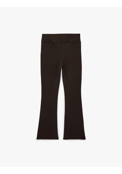 Koton Modal Karışımlı Slim Fit İspanyol Paça Tayt Kahverengi 6sak80098ek Kahve
