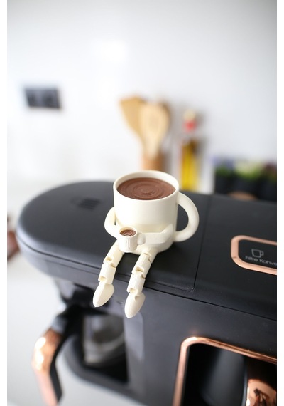 3dprototürk 6'lı Ayaklı Kahve Seti Moka Pot Kahve Tanesi Çaydanlık Cezve Kahve Bardağı Bardak