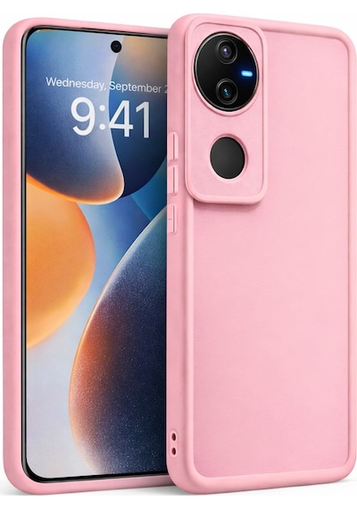 Vivo V50 Uyumlu Kamera Çıkıntılı Mat Silikon Telefon Kılıfı Pembe