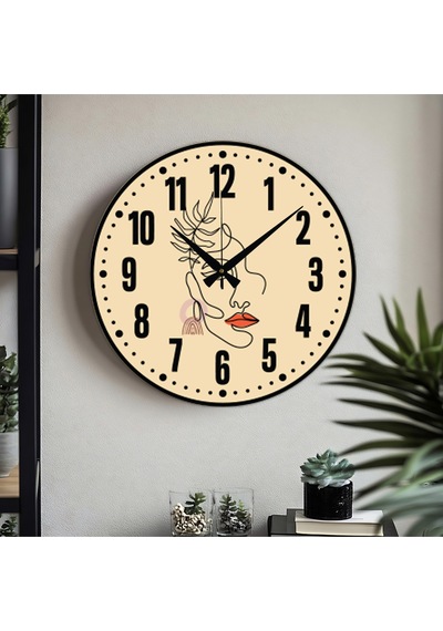 Dekoratif Türkçe Rakamlı Uv Baskılı Duvar Saati Sessiz Akar Mekanizma 40cm Metal Akrep Yelkovan Ekru