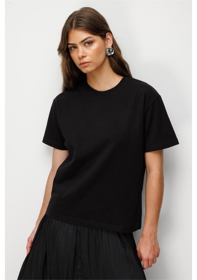 Mizalle Basic Düz Suprem Siyah T-shirt