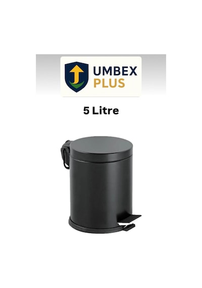5 Litre Siyah Metal Pedallı Çöp Kovası Wc Banyo Çöp Kutusu Siyah