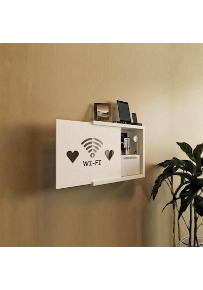 Wifi-modem Kalpli Kapak Saklama Kutusu Bilgisayar Kablo Priz Beyaz