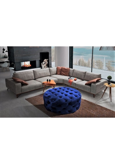 Yuvarlak Chester Model Kapitoneli Oval Orta Puf- Modern Puf