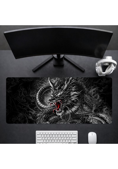 90x40 Cm Ejderha Desenli Oyuncu Gaming Mouse Pad Kaymaz Kauçuk Taban Fare Altlığı Xxl Mousepad Drake Serisi 07