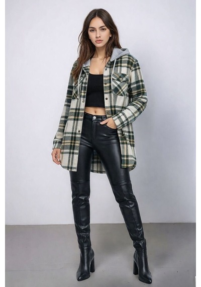 Mamayaga Kadın Desen Bloklu Oduncu Oversize Geniş Kalıp Casual Cepli Kapüşonlu Uzun Boy Ceket Gömlek Haki Mamayaga Kadın Desen Bloklu Oduncu Oversize Geniş Kalıp Casual Cepli Kapüşonlu Uzun Boy Ceket Gömlek Haki