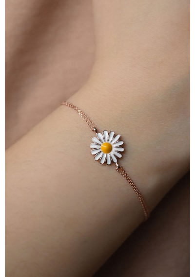 Papatya Silver 925 Ayar Gümüş Mineli Papatya Bileklik