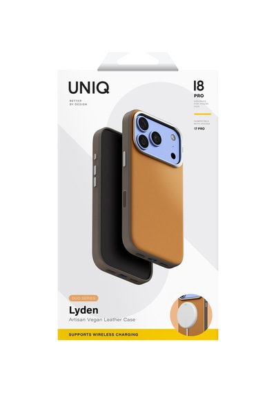 Apple iPhone Uyumlu 18 Pro Kılıf Lyden Ds Çift Tonlu Vegan Deri Magsafe Özel Tasarım Koruyucu Şık Kapak Kahverengi