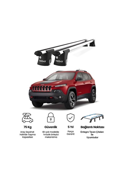 Trio-ı Jeep Cherokee 2014 Ve Üstü Uyumlu Kilitli Ara Atkı 135cm Port Bagaj Tavan Barı
