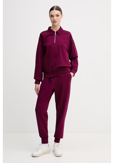 Calvin Klein Ls Archıve Terry 1/4 Zıp Polo Sw-12967 Mor
