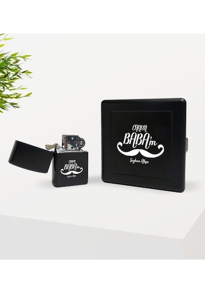 Kişiye Özel Canım Babam Tasarımlı Siyah Metal Sigara Tabakası Ve N11.1419