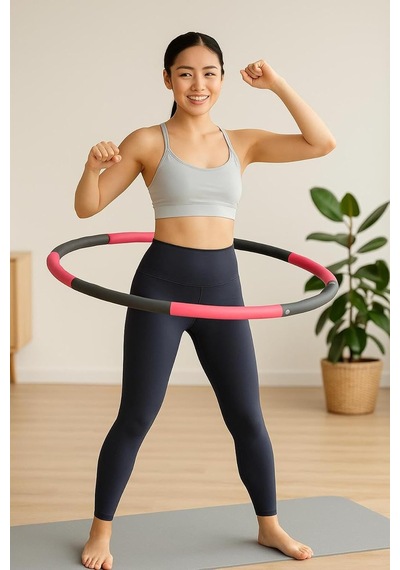 1500 Gr Hula Hoop Egzersiz Çemberi +5'li Latex Direnç Bandı, Tek Ebat, 1500hlpp, Pembe Çok Renkli