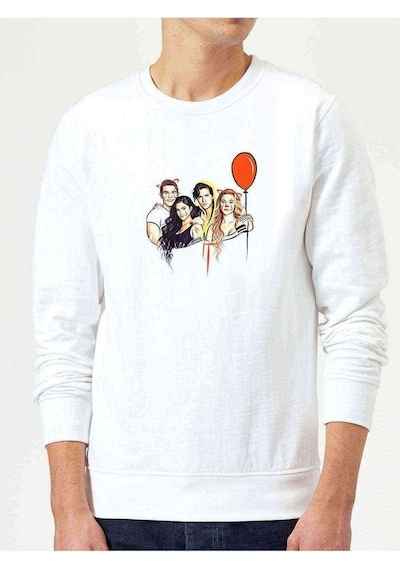 Riverdale Memes Dizi Baskılı Beyaz Erkek Örme Sweatshirt