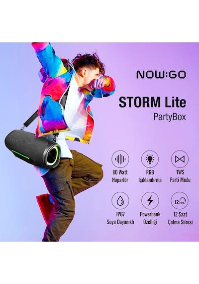 Nowgo Storm Lite 80w Rgb Super Bass Tws Party Speaker Taşınabilir Kablosuz Bluetooth Hoparlör