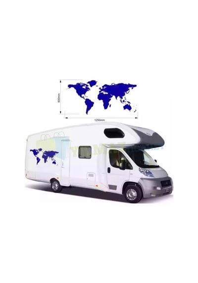 Karavan Çekme Dünya Haritası Oto Sticker Araba Araç Yapıştırma 125 X 60 Cm