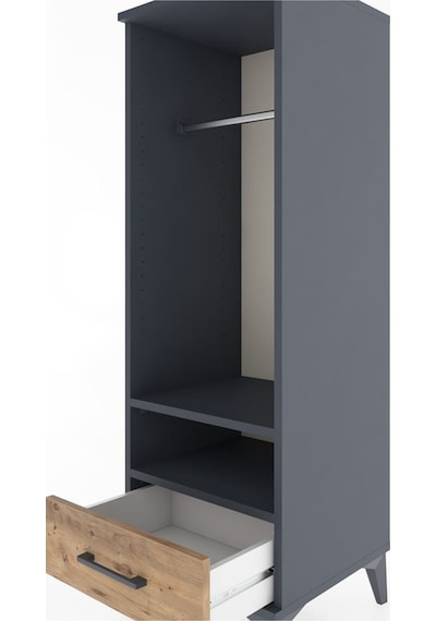 Hyperion Dolap 2 Raflı Tek Çekmeceli Tek Askılı 44x44x134 Antrasit-çam Antrasit