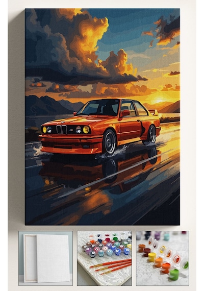 Sayılarla Boyama Seti Numaralı Tuval Fırça Boya Dahil Kasnaklı Set 40x50 Cm - Turuncubmw