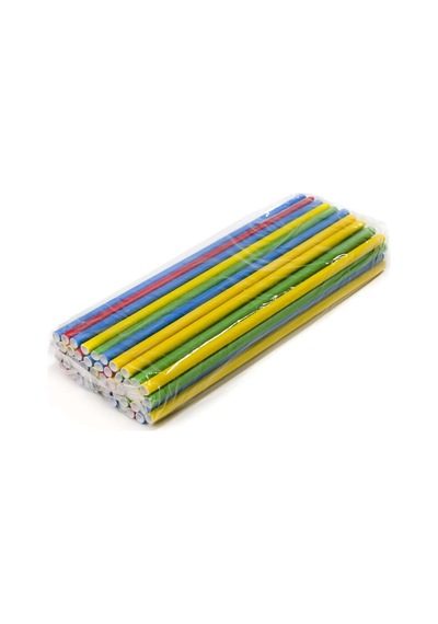 Kağıt Pipet Karışık Renkli Sargısız 6x195 Mm 50'li Kutulu 50 Adet 50