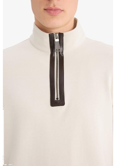 DeFacto Regular Fit Dik Yaka Yarım Fermuarlı Basic Düz Sweatshirt D7226AX25SPER37