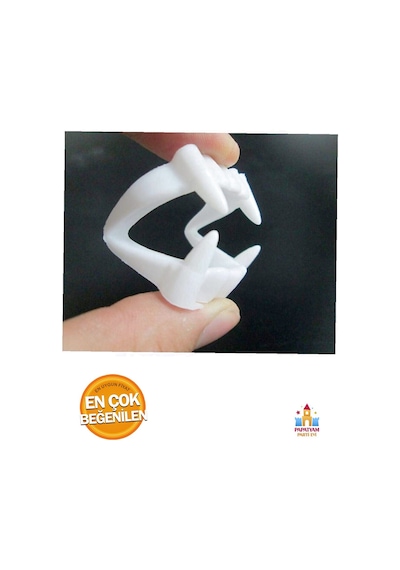 Vampir Dişi Takma Set - Beyaz Renk, Çift Damaklı, Oyuncak Plastik Şaka Dişi - 2 Adetlik Paket Tüm Yaşlar