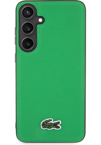 Galaxy Uyumlu S24 Plus Kılıf Lacoste Lisanslı Pu Pike Desenli Arka Yüzey İkonik Timsah Dokuma Logolu Yeşil