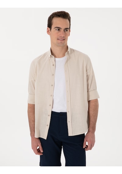 Pierre Cardin Erkek Bej Gömlek Desenli 50307025-vr011 Bej