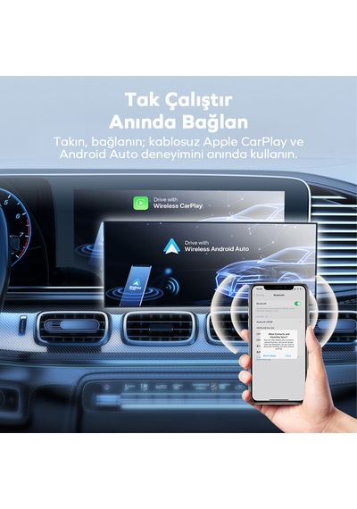 Woyax Kablosuz Carplay Dönüştürücü Android Auto Adaptörü Usb/type-c 2 Si 1 Arada Dongle Apple Carplay Kablosuz Bağlantı