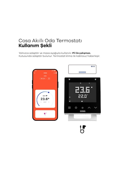 Cosa V5 Akıllı Klima Kontrolü - Beyaz Termostat
