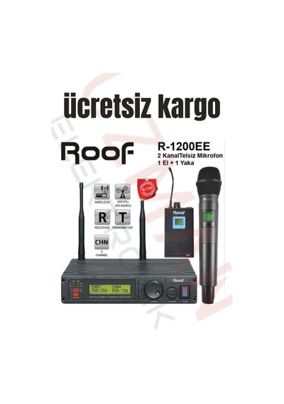 Roof R1200Ey Uhf El ve Yaka Tipi Telsiz Kablosuz Mikrofon