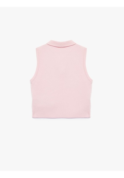 Koton Slim Fit Viskon Karışımlı Gömlek Yaka Kolsuz Triko Atlet Pembe 7wkg90126ht Gül