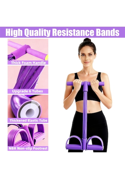 Karın Kol Kalça Ayak Tüm Vücut Şekillendirme Fitness Aerobik Body Trimmer 6 Lastikli Ekstra Güçlü Mor
