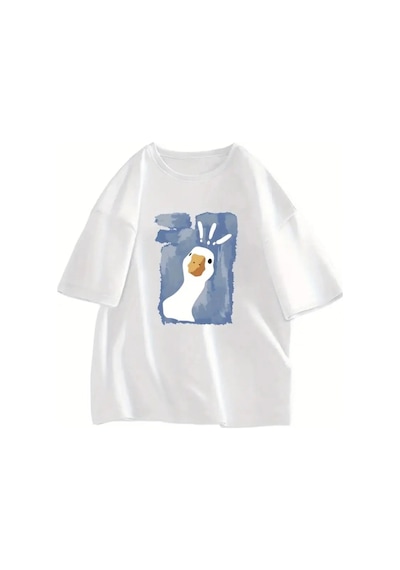 Startmore Curious Duck Baskılı Beyaz