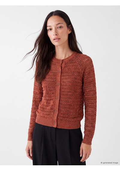 Lcw Everyday Turuncu Simli Ajurlu Kadın Triko Hırka