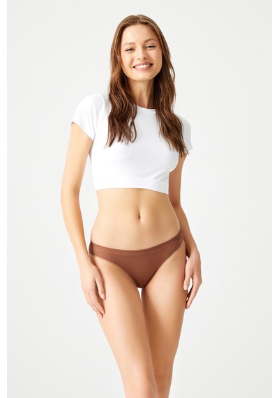 Los Ojos Kahverengi Fitilli Seamless Klasik Külot Ribbed Classic Kahverengi