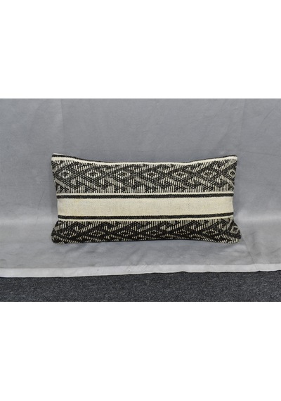 Zehra Abla Halı Yeni El Dokuma Dekoratif Lumbar Kilim Kırlent Yastık Kılıfı 6630 Çok Renkli