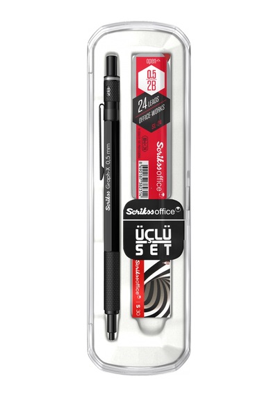 Scrikss Graph-x 2b 0.5 Mat Siyah Mekanik Kurşun Kalem Üçlü Seti