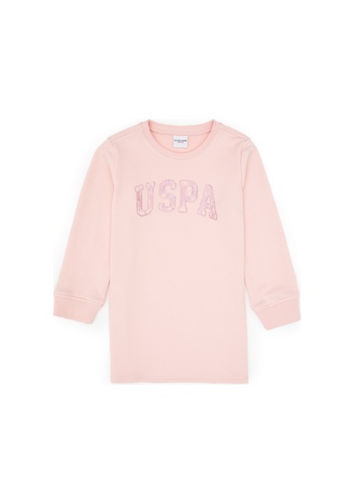 U.S. Polo Assn. Kız Çocuk Toz Pembe Payet İşlemeli Sweat Örme Elbise 50315624-VR050