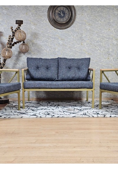 Gold Boyalı Bahçe - Balkon - Mutfak Çay Seti Takımı Bahçe Koltuk 001