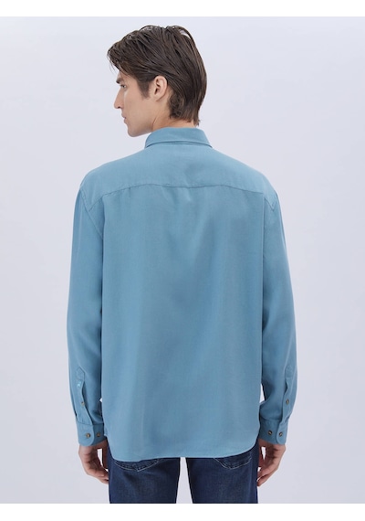 Kip Koyu Mint Fitilli Oversize Fit Dokuma Casual Gömlek Mint