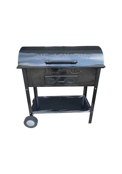 Acn Kömürlü Mangal Lüx Kapaklı 35 X 70 Cm Tekerlekli Barbekü Siyah