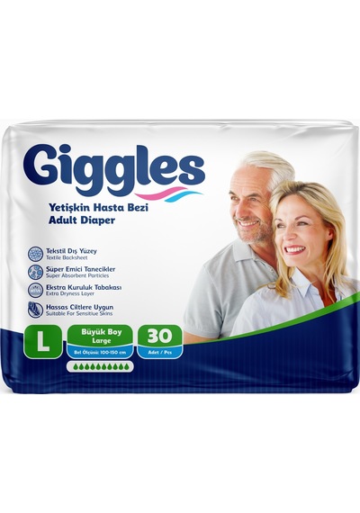 Giggles Hasta Bezi Yetişkin Bel Bantlı Tekstil Yüzey L 90 Adet L